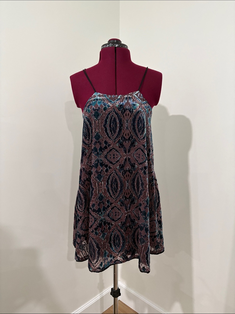 Urban Outfitters Blue & Brown Patterned Sequin Slip Dress